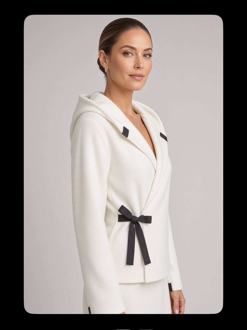 Henriette Steffensen Copenhagen White Wrap Hooded Blazer Size Medium Like New